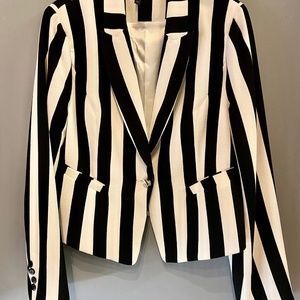 AZI jeans jacket, black and white stripe